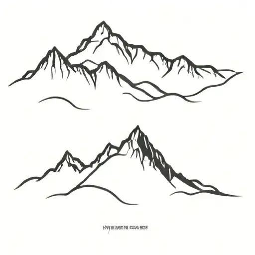 Mountain Range Silhouette With A Hiking Trail Winding Through It