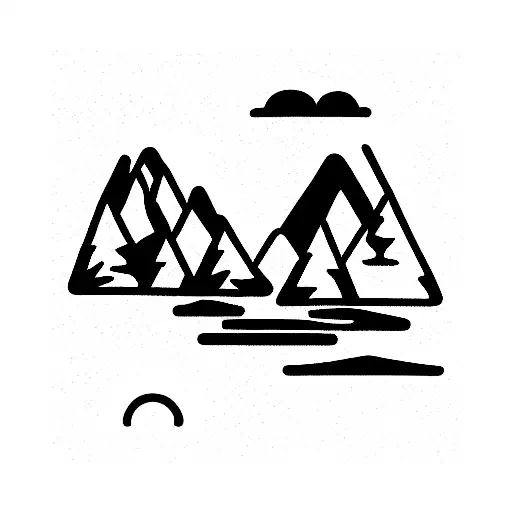 Mountains And River Through Forest