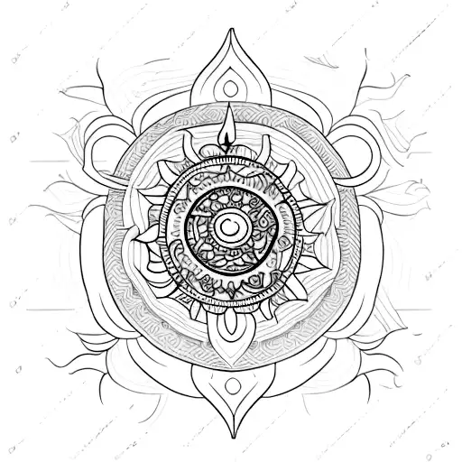 Ornamental Tattoo With Sun