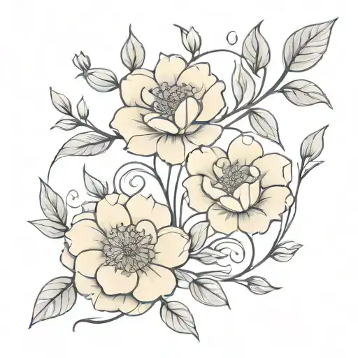 Honeysuckle Marigold Rose Intertwined Vines