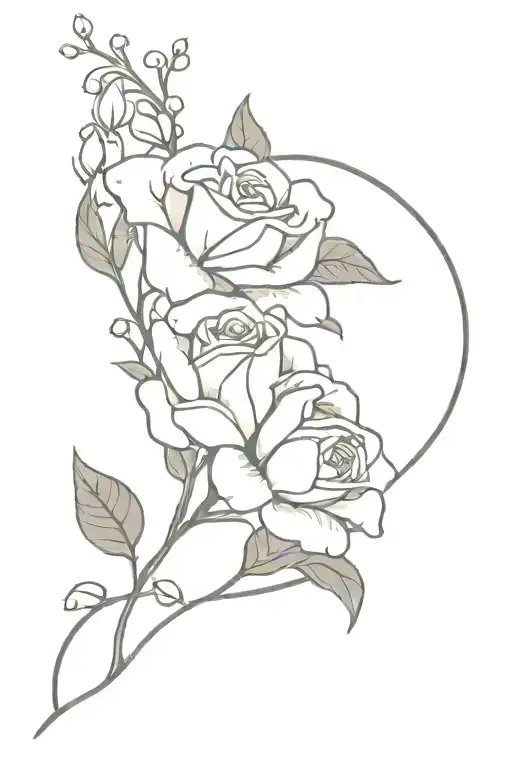 A Rose With Lily Of The Valley Flower Intertwined