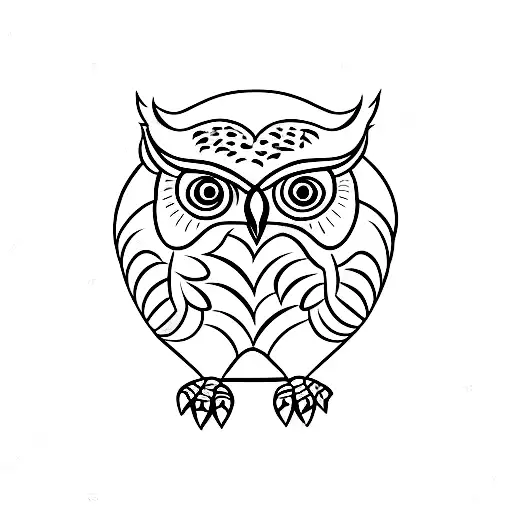 Owl With Protection Rune Black And White Geometric