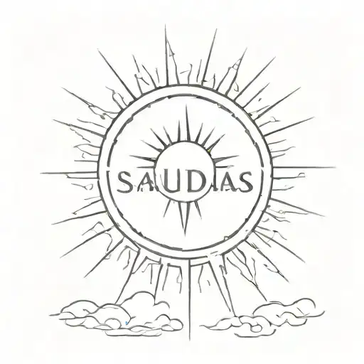 Sun Rays With Coordinates And The Word Saudades