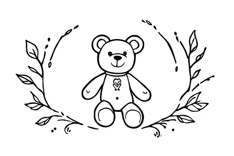 Black With Teddy Bear Surrounded