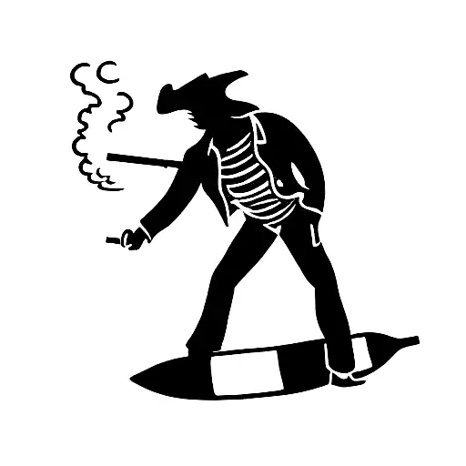 Surfing Cowboy Smoking A Cigarette
