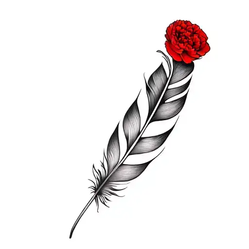 Feather And A Red Carnation