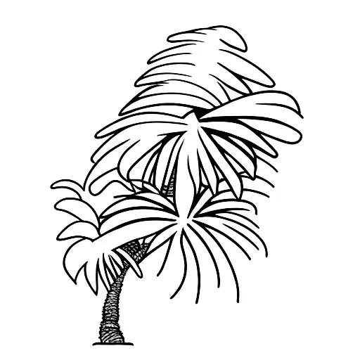 Two Palm Tree With Tiny Island Make With One Line