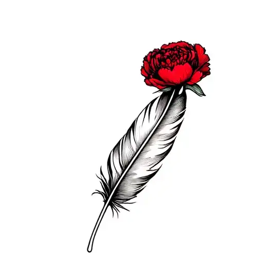 Feather And A Red Carnation