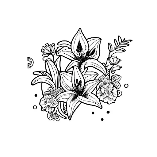 Letter A With Aquarius Sunsign And Pink Lillies