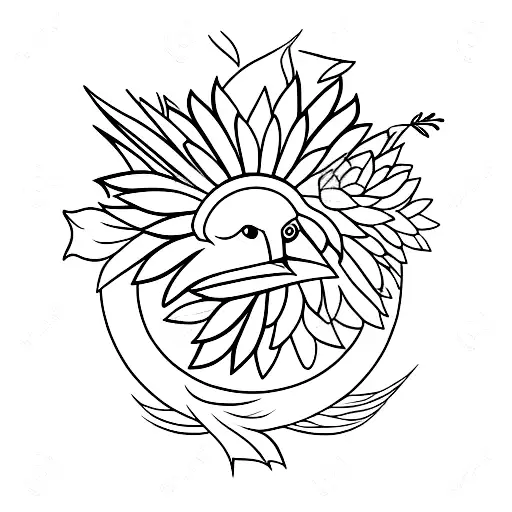 Cardinal Bird With Chrysanthemum Flower