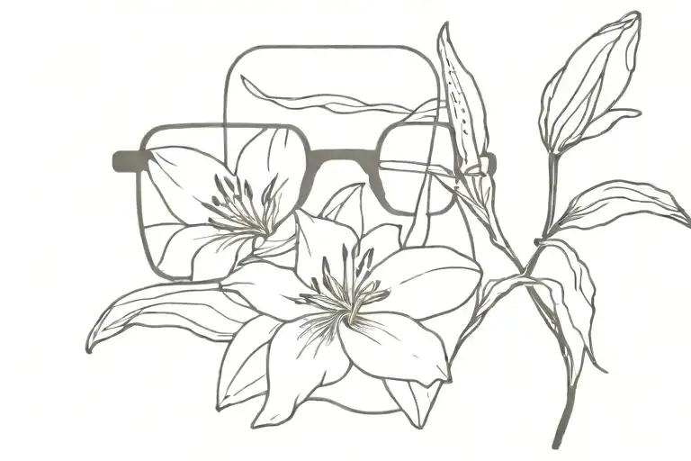 Glasses And Lily Flower On The Table