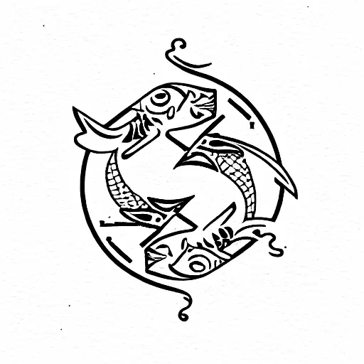 Zodiac Sign Of Pisces With The Letter P Woven Into It