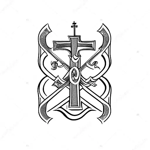 Christian Cross Formed By Sword And Quill