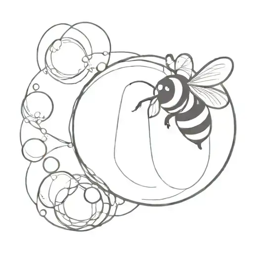 Bumble Bee Blowing A Bubble With Bubble Gum