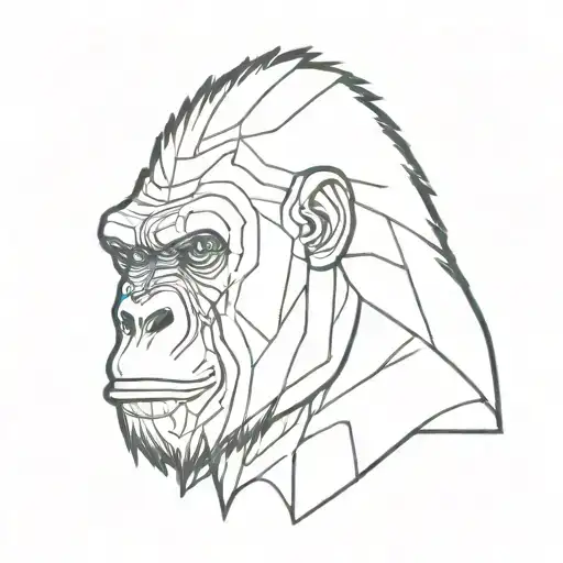 Cyberpunk Gorilla Head Surrounded