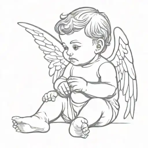 Baby Angel Boy Sitting