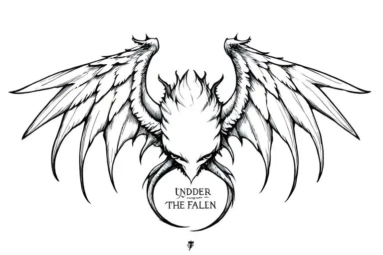Inscription Under The Wings Of The Fallen Demon