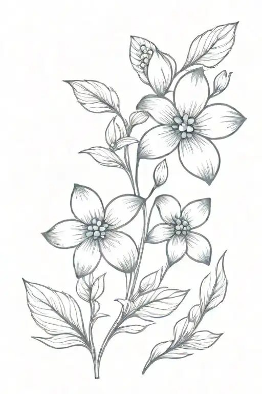 Blue Forget Me Not Flower Intertwined With Feather