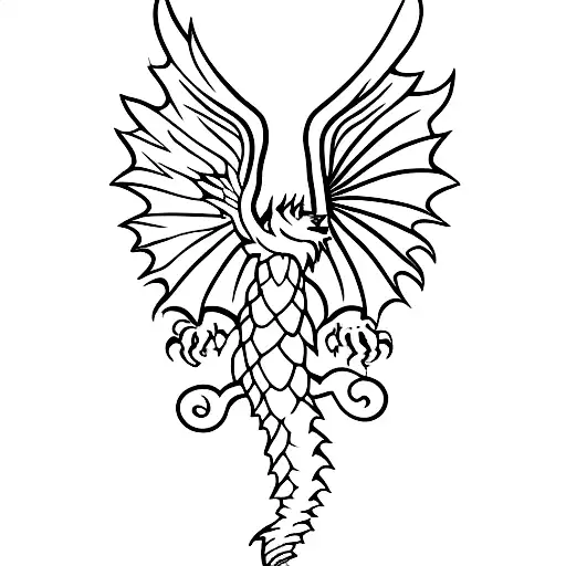 A Minimalist Silhouette Of A Dragon Flying Over The City Of King's Landing