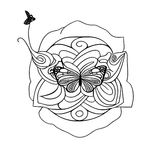 Butterfly Inside A Wildflower Symbol Of Zen