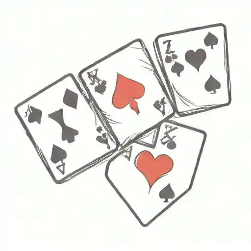 Minimal Tattoo Of The 4 Card Suits Separated By An X