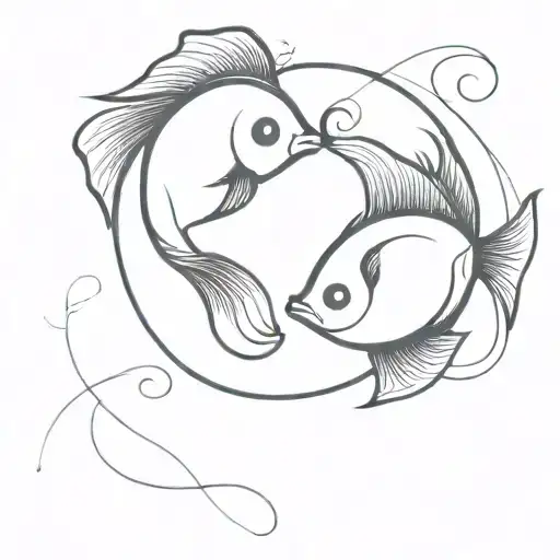 Two Siamese Fishing Fish Like Yin And Yang Symbol