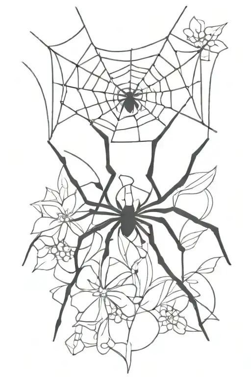 Spider With Flowers And Web