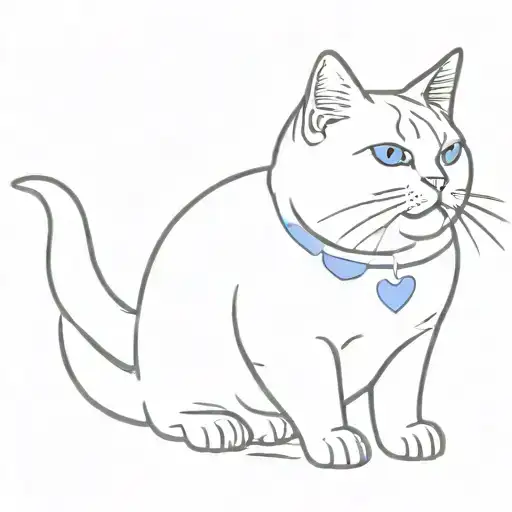 A Fat Charteux Cat With A Periwinkle Collar