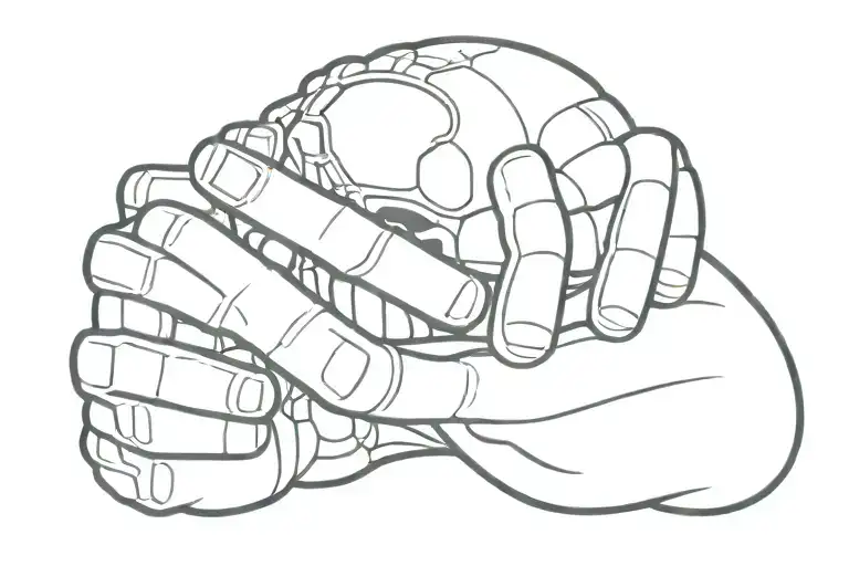 Skeleton Hand Holding Bomb