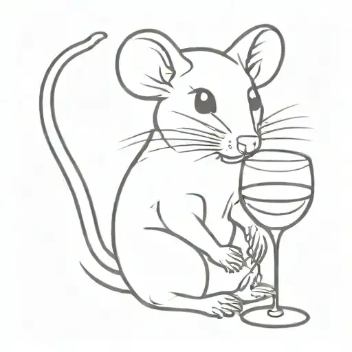 Cute Girly Rat With A Glass Of Red Wine Glass