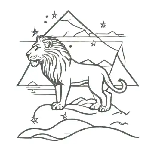 Ocean And Mountain And Stars And Lion