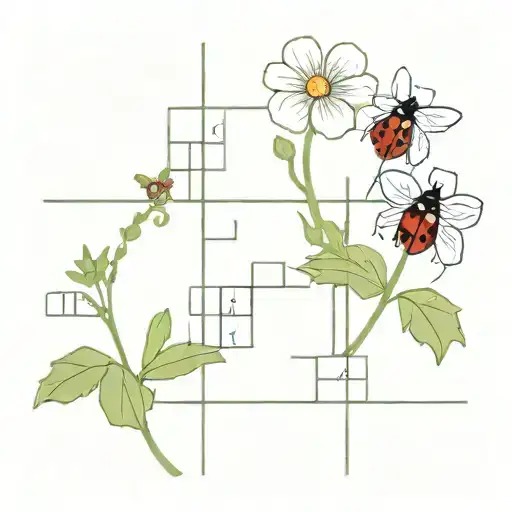 Two Flowers With Ladybug And Crossword Puzzle