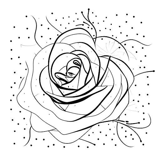 An Abstract Design Combining A Rose And Fireworks In A Minimalist Style
