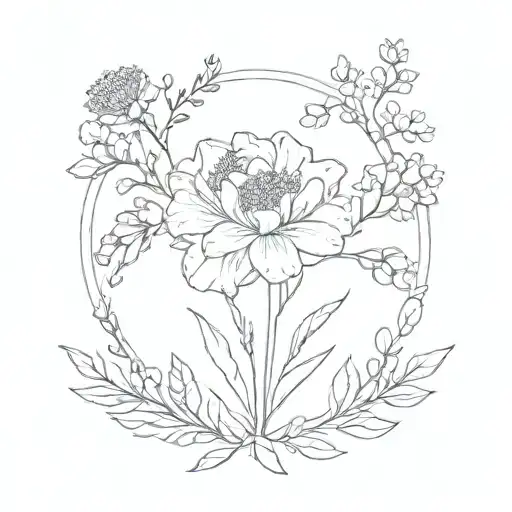 Stem Birth Flower 2 March And December Bouquet Fine Line
