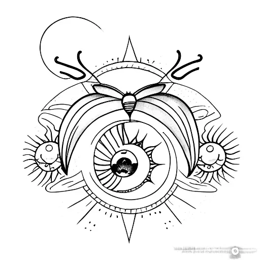 Moth With Moon And Sun