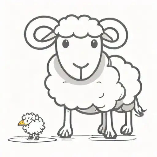 A Cartoon Sheep With A Cartoon Chicken