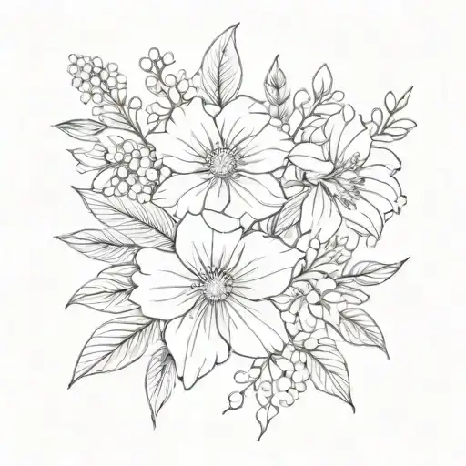 Birth Flower 2 March And December Bouquet Fine Line