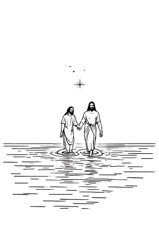 Jesus And Peter Walking On Water