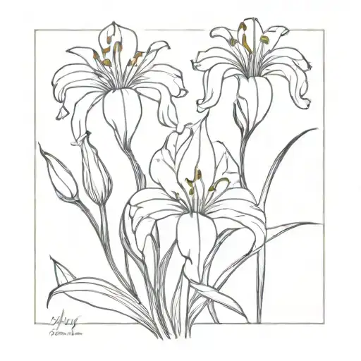 Lily And Iris Flowers Intertwined