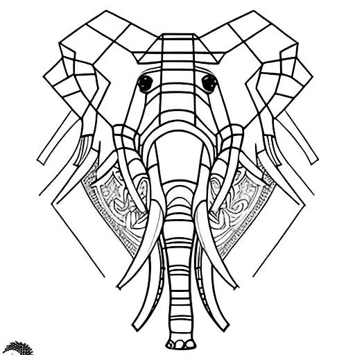 A Minimalist Tattoo Of An Elephant Adorned With Intricate Crystal Patterns