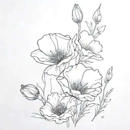 California Poppy And Sambaguita Jasmine Flowers