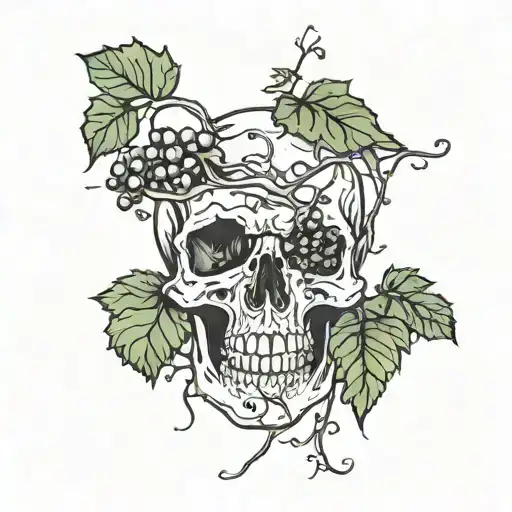 Broken Skull With Grape Vine