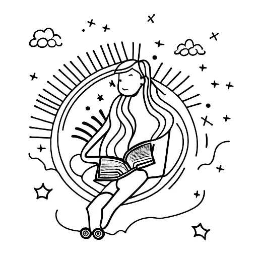 Girl Stargazing With Book And Phone On A Hill