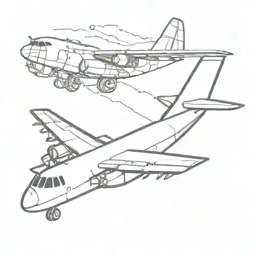 Small Paper Airplane Flying With A Silhouette Of A C-130