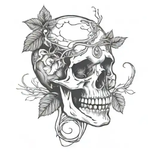 Broken Skull With Grape Vine