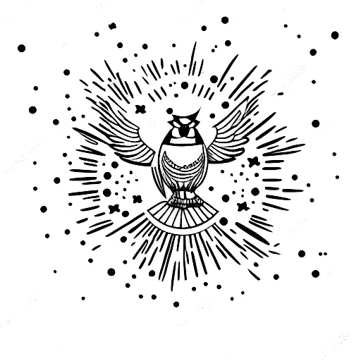 A Stylized Cardinal Perched On A Bed Of Colorful Fireworks