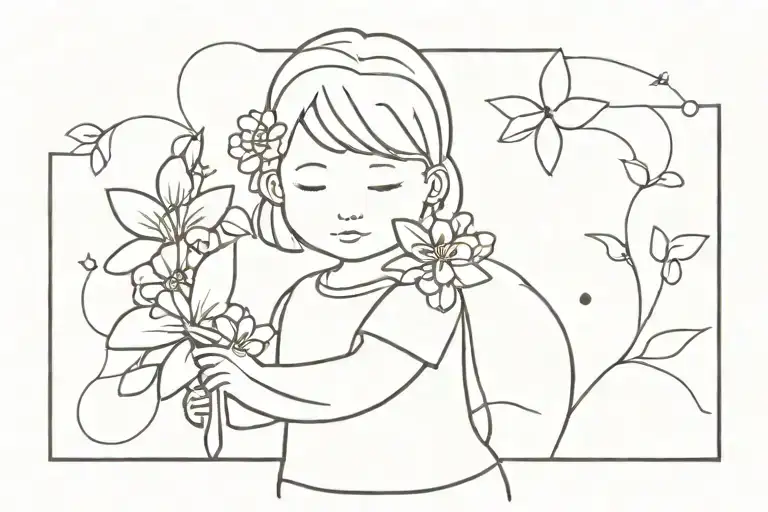 Little Girl Holding Flowers