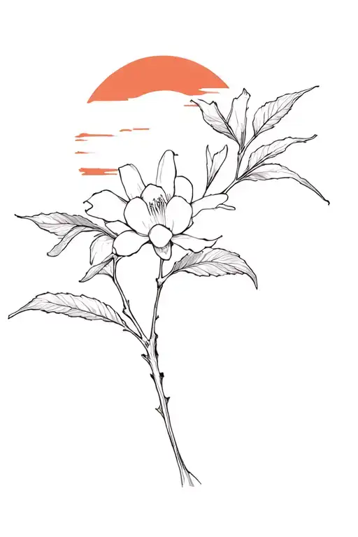 Japan Pear Flower Growing With Sun