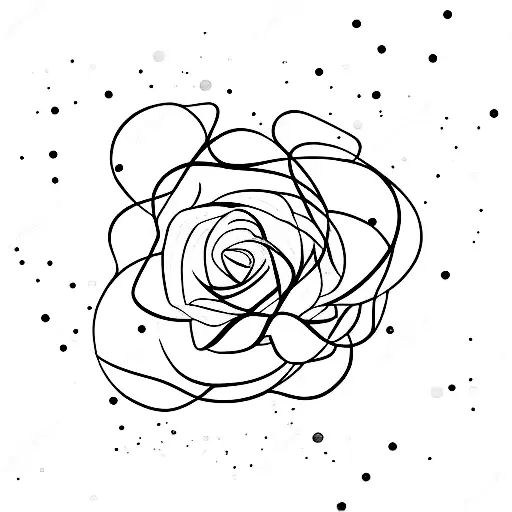 A Minimalist Design Of A Rose Intertwined With Fireworks