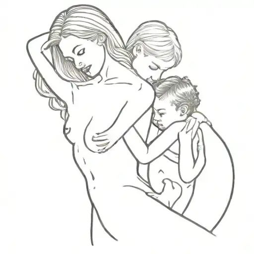 Nude Slim Young European Blonde Teenage Girl Nursing Two Black Babies
